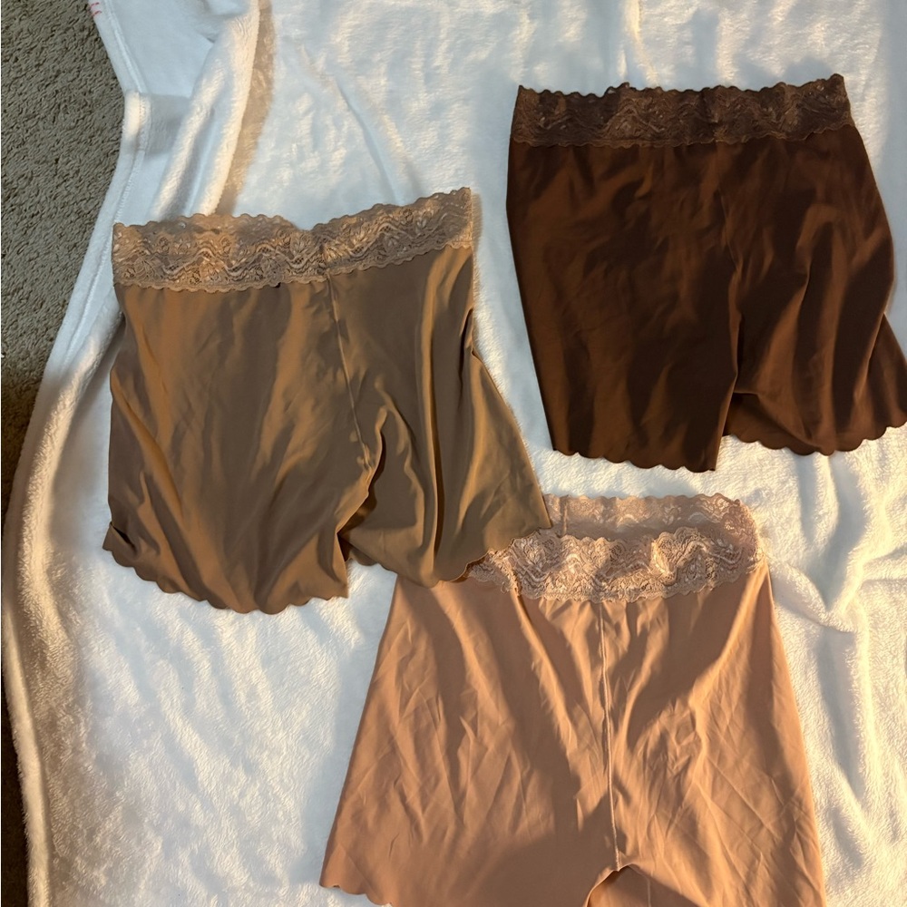 SHEIN Women's Lace Trim Shorts - Brown, Tan, Cream